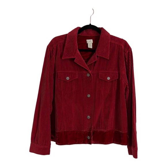 J. Jill Jackets & Blazers - J. Jill red corduroy and velour button down jacket size L